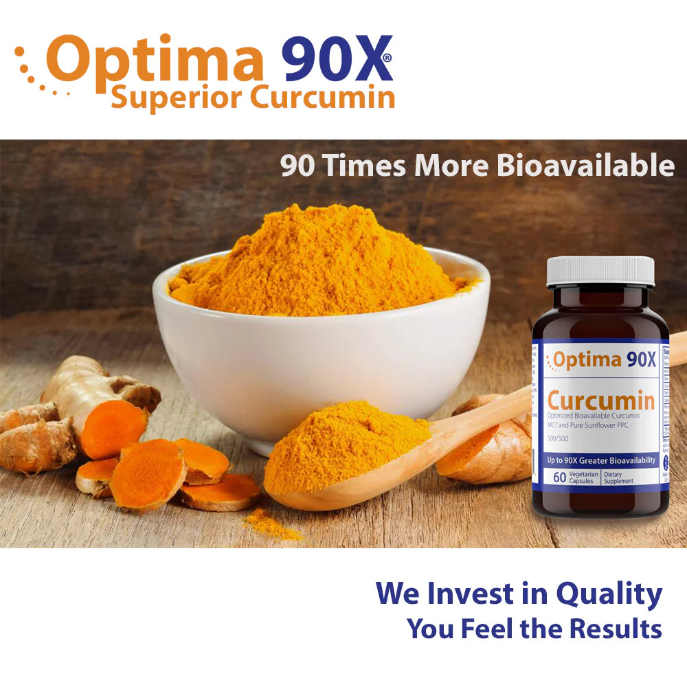 Optima 90X Curcumin - Super Enhanced with a 90X Bioavailability and ~9000% Better Absorption