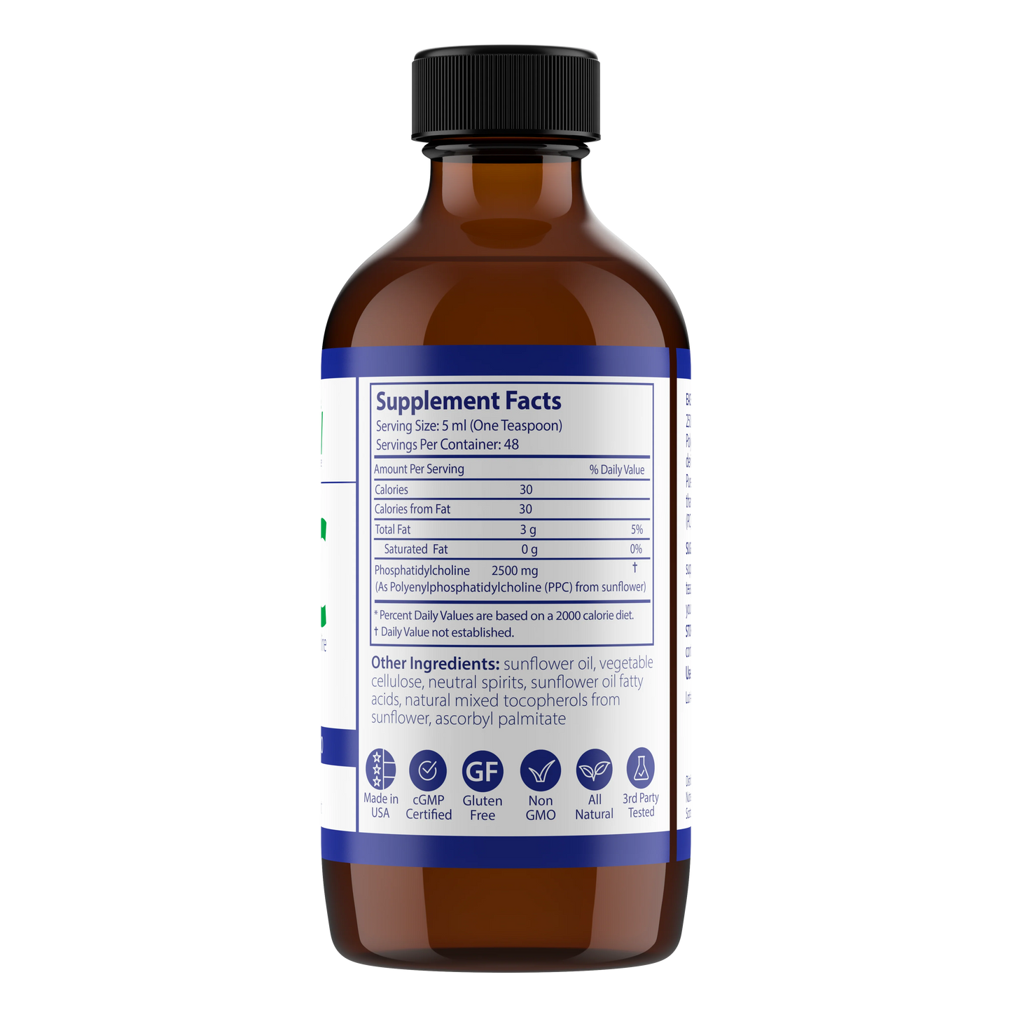 PhosChol PPC Non GMO Sunflower Liquid Concentrate-8oz. Pharmaceutical Grade PPC
