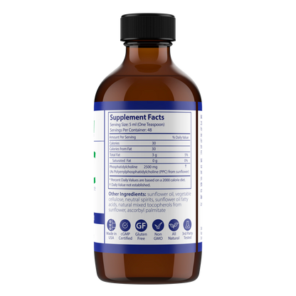 PhosChol PPC Non GMO Sunflower Liquid Concentrate-8oz. Pharmaceutical Grade PPC